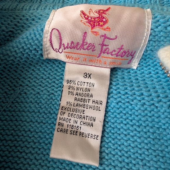 Quacker Factory Light Blue Snowman Cardigan Christmas Sweater - Picture 11 of 13